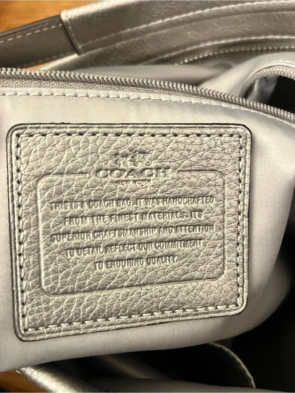 Coach Leather Hobo Bag Silver F1473-F31323